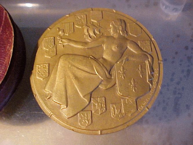 1949  FRENCH  LINER  ILE  DE  FRANCE  Art  Deco  Medal